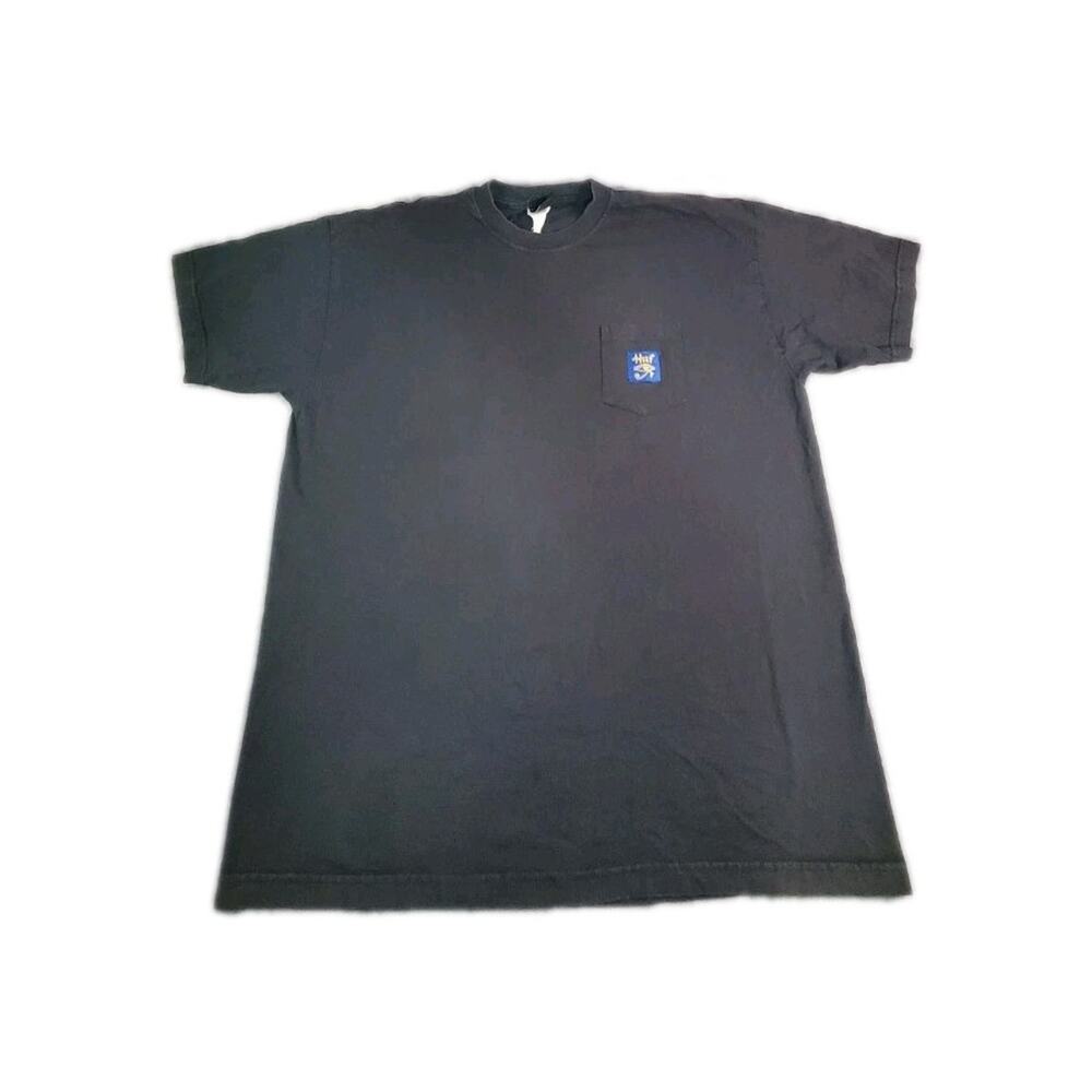 HUF Pocket T Shirt Men’s Size XL Printed Back Black Shirt C9-76